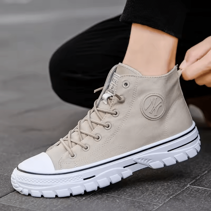 Classic High-Top Canvas Sneakers with NY Logo