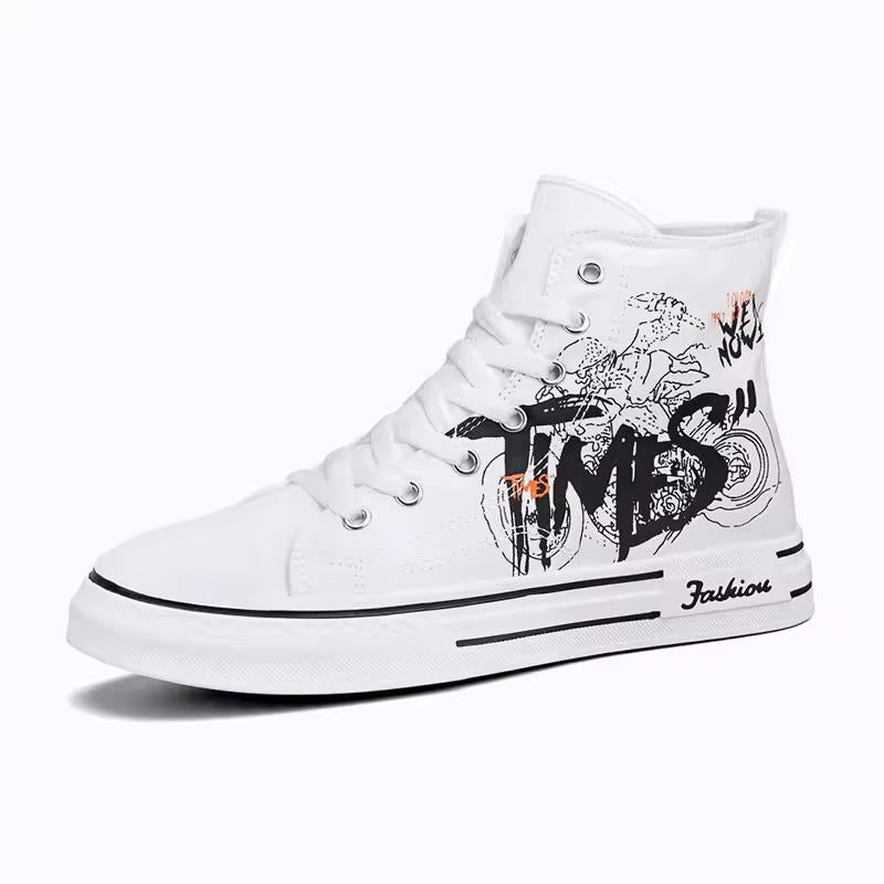 Retro Motorcycle High-Top Canvas Sneakers