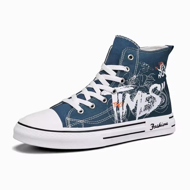 Retro Motorcycle High-Top Canvas Sneakers