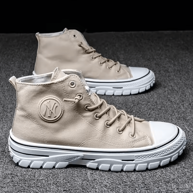 Classic High-Top Canvas Sneakers with NY Logo